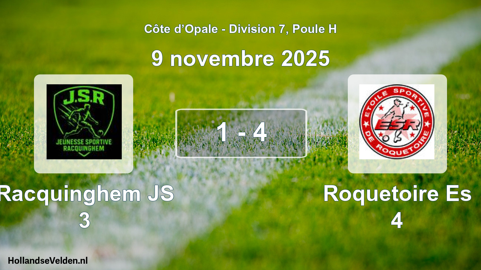 Gespeelde wedstrijd: Racquinghem JS 3 - Roquetoire Es 4 1 - 4 (9 november 2025)