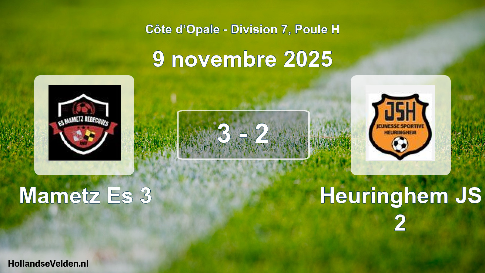 Total number of matches played: Mametz Es 3 - Heuringhem JS 2 3 - 2 (9 November 2025)