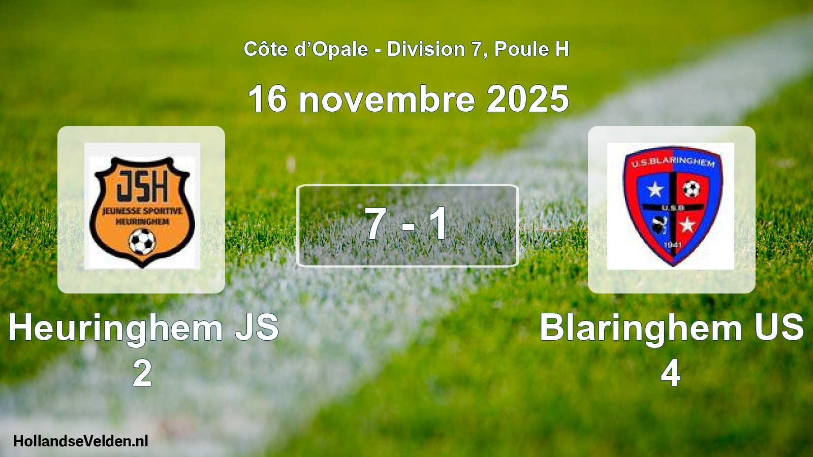 Match joué: Heuringhem JS 2 - Blaringhem US 4 7 - 1 (16 novembre 2025)