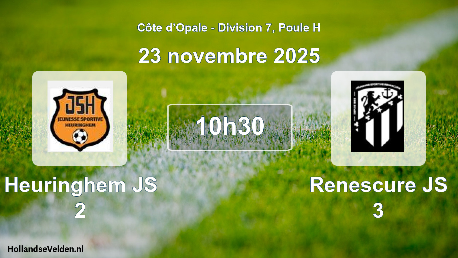 Match programmé: Heuringhem JS 2 - Renescure JS 3 (23 novembre 2025)
