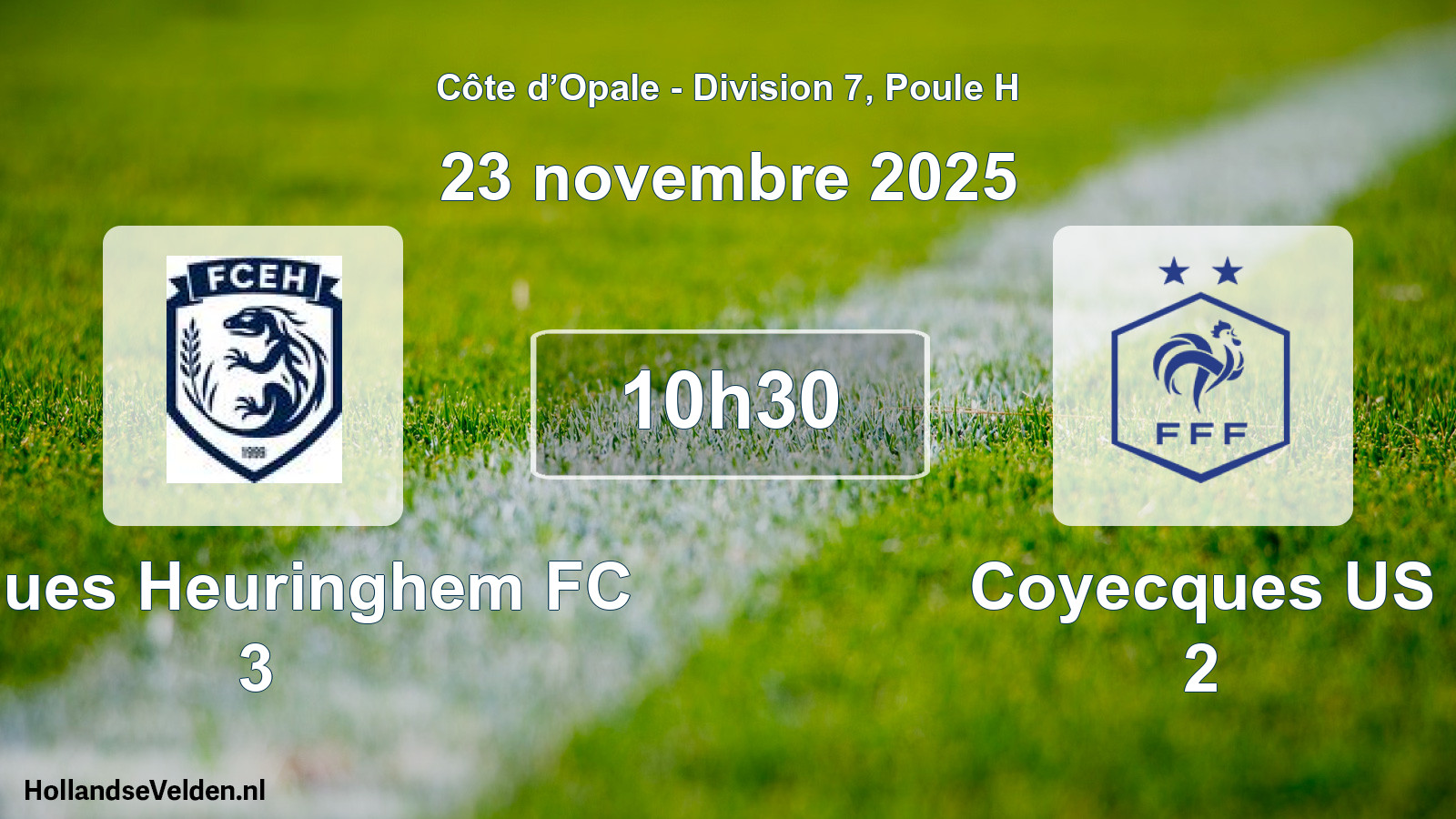 Match programmé: Ecques Heuringhem FC 3 - Coyecques US 2 (23 novembre 2025)
