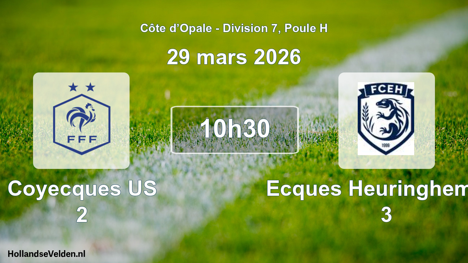 Match programmé: Coyecques US 2 - Ecques Heuringhem FC 3 (29 mars 2026)