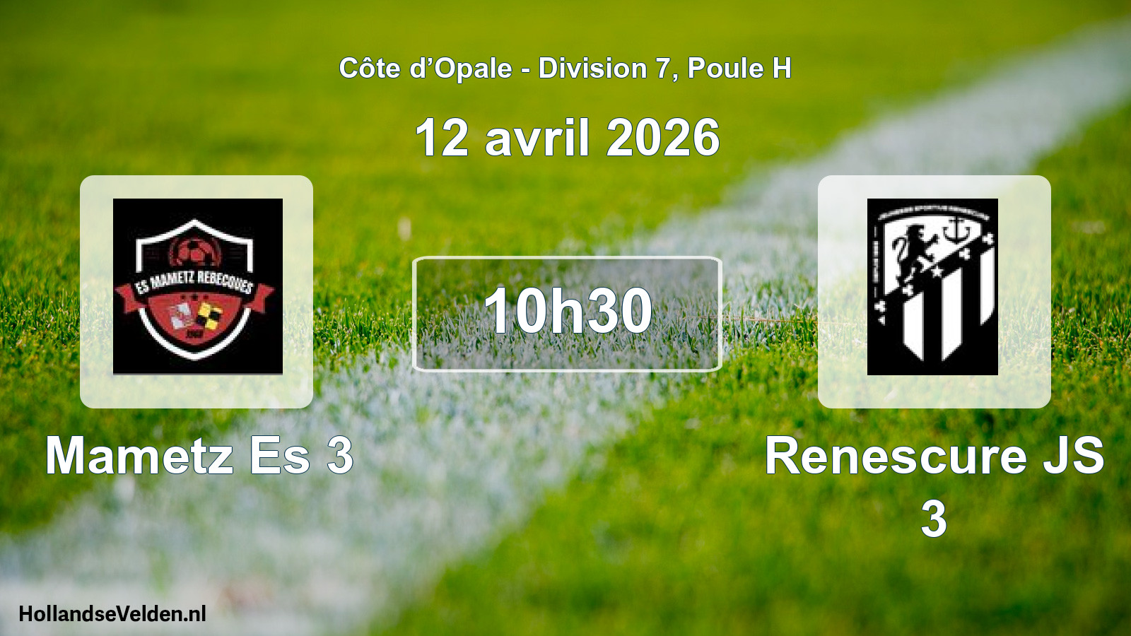 Match programmé: Mametz Es 3 - Renescure JS 3 (12 avril 2026)