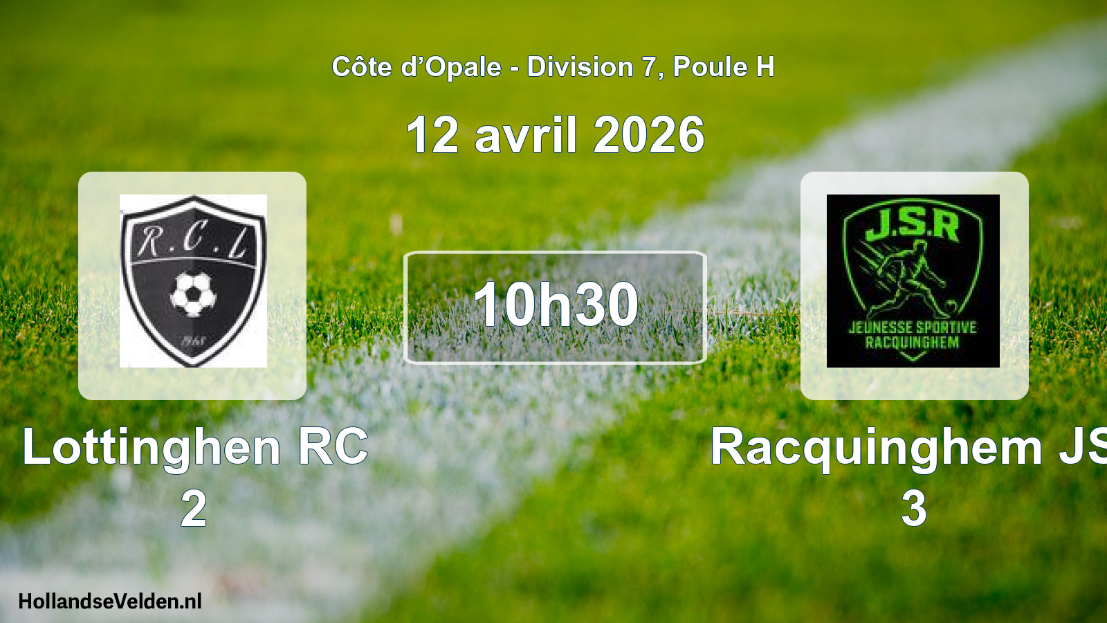 Geplande wedstrijd: Lottinghen RC 2 - Racquinghem JS 3 (12 april 2026)