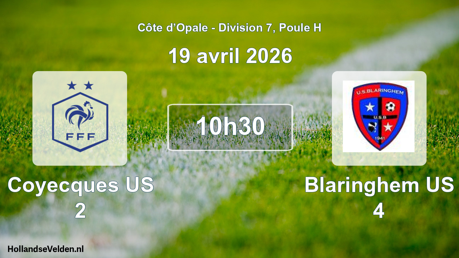 Scheduled Match: Coyecques US 2 - Blaringhem US 4 (19 April 2026)