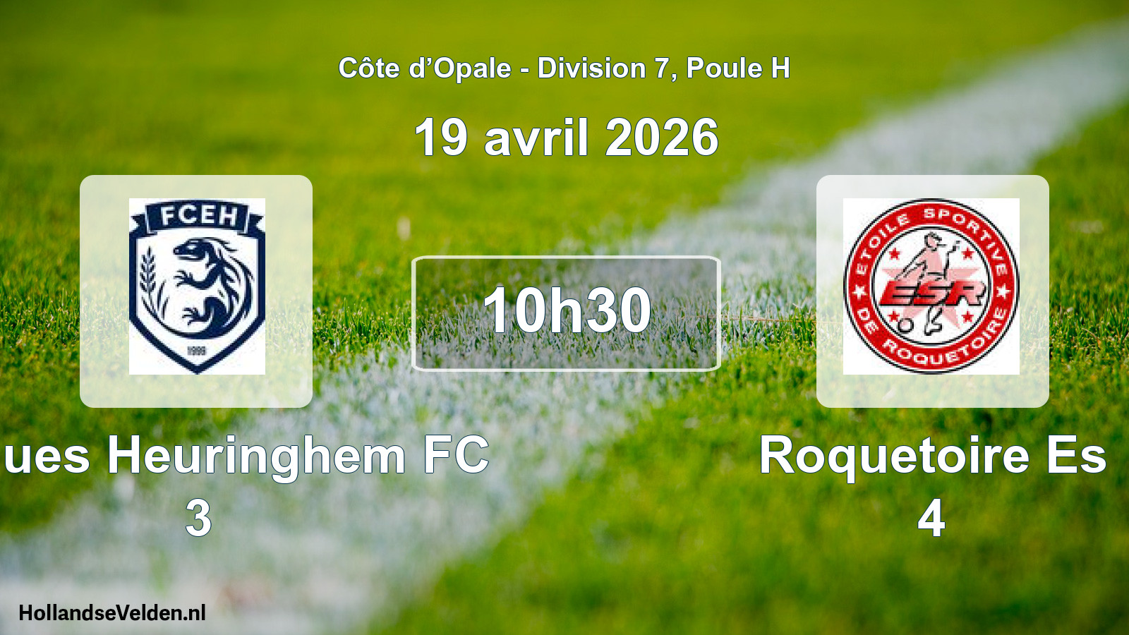 Match programmé: Ecques Heuringhem FC 3 - Roquetoire Es 4 (19 avril 2026)