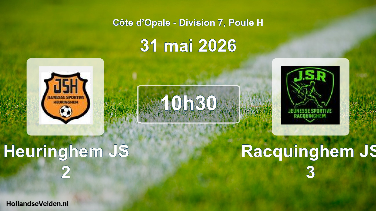 Geplande wedstrijd: Heuringhem JS 2 - Racquinghem JS 3 (31 mei 2026)
