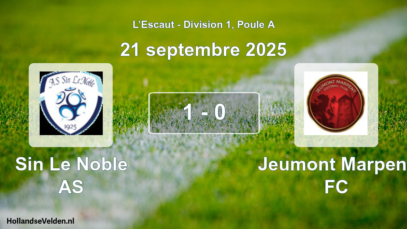 Match joué: Sin Le Noble AS - Jeumont Marpent FC 1 - 0 (21 septembre 2025)