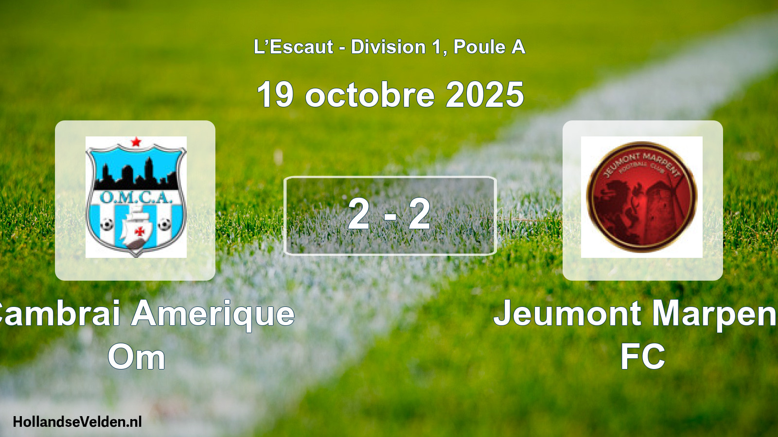Match joué: Cambrai Amerique Om - Jeumont Marpent FC 2 - 2 (19 octobre 2025)
