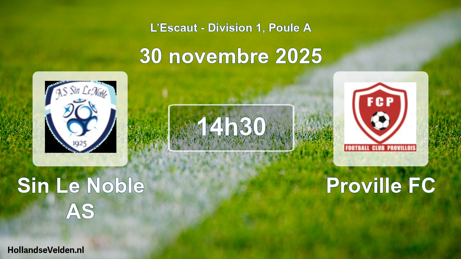 Match programmé: Sin Le Noble AS - Proville FC (30 novembre 2025)