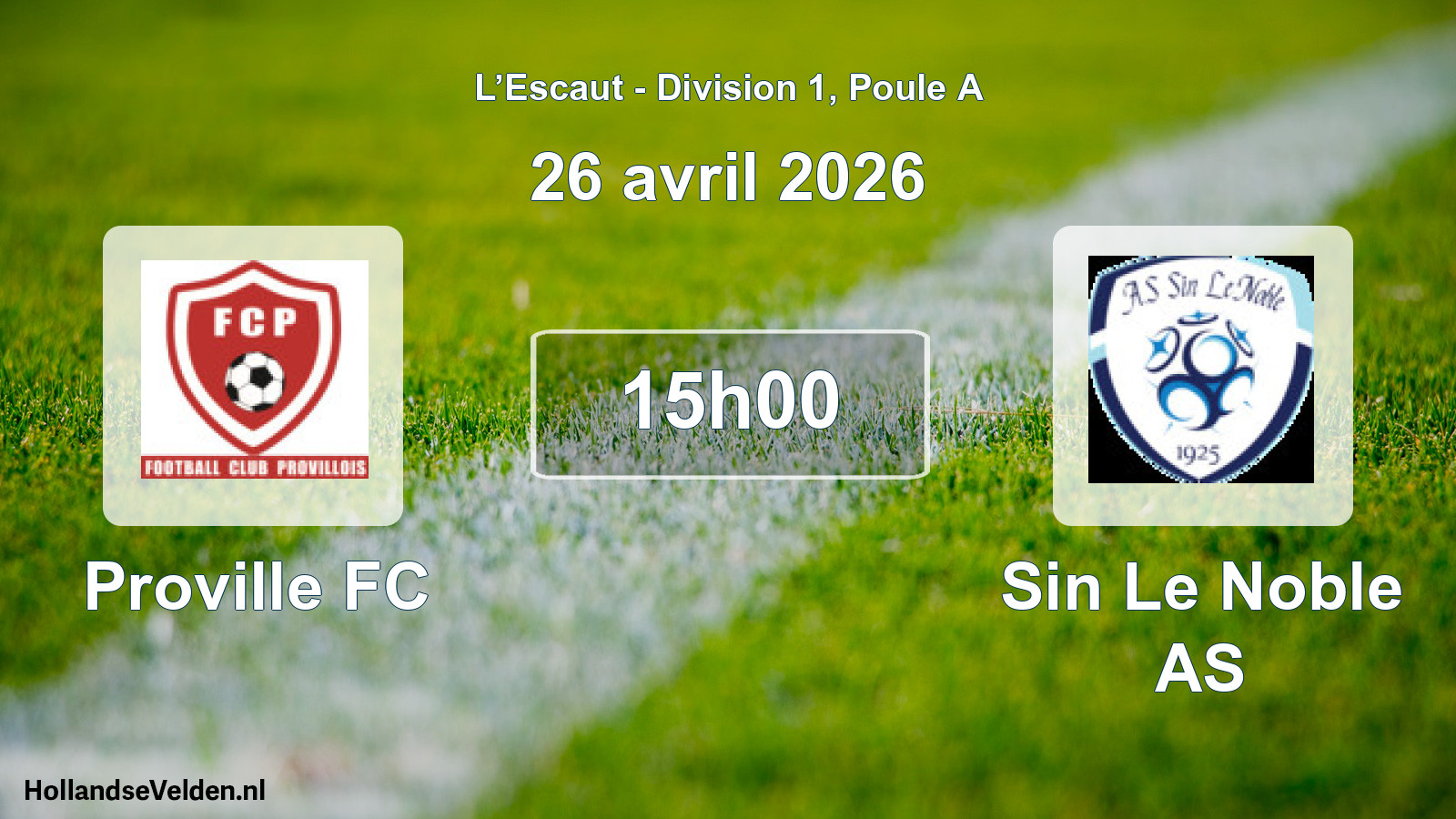 Match programmé: Proville FC - Sin Le Noble AS (26 avril 2026)