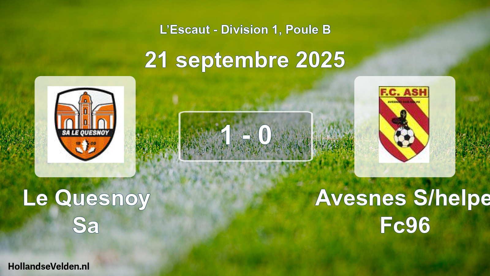Match joué: Le Quesnoy Sa - Avesnes S/helpe Fc96 1 - 0 (21 septembre 2025)