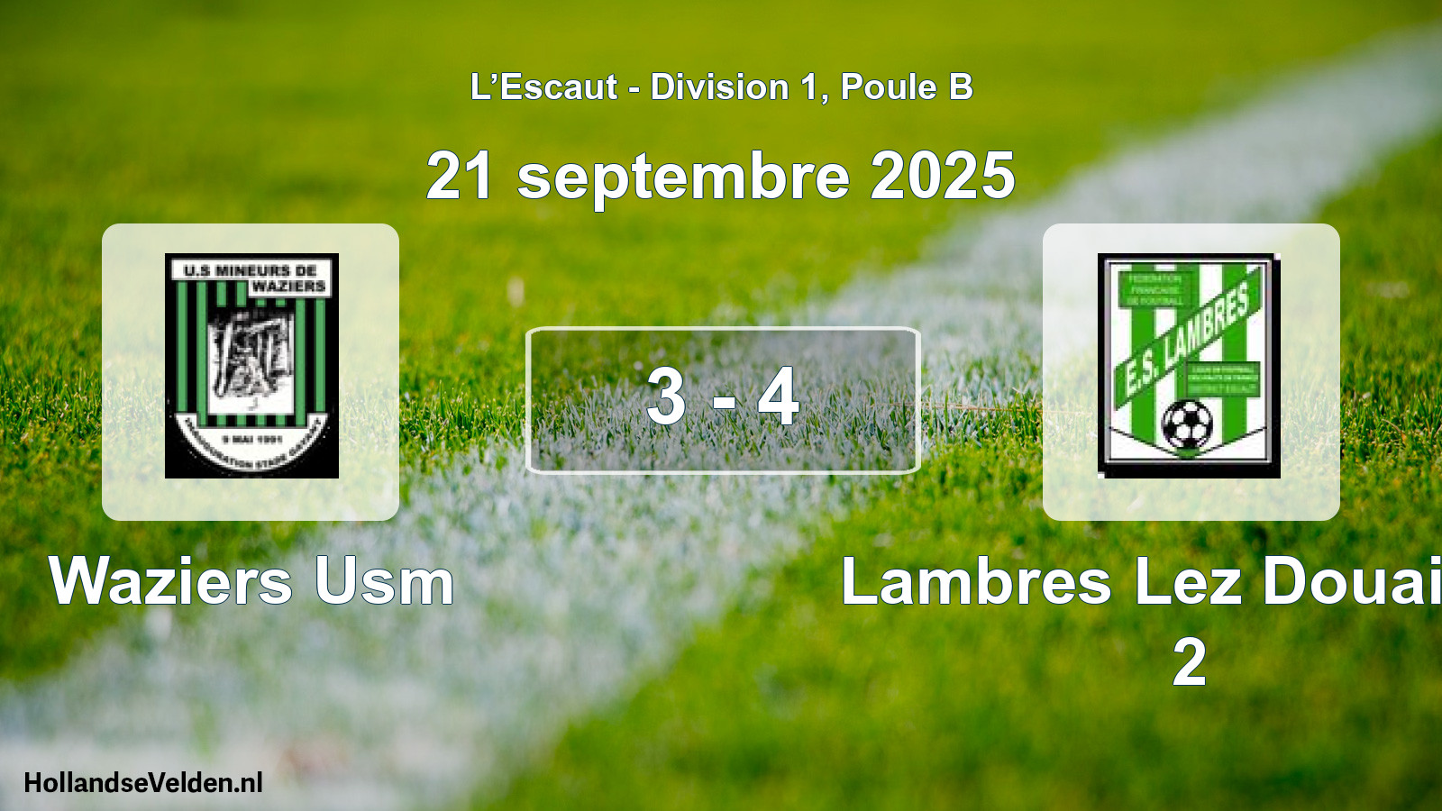Match joué: Waziers Usm - Lambres Lez Douai Es 2 3 - 4 (21 septembre 2025)