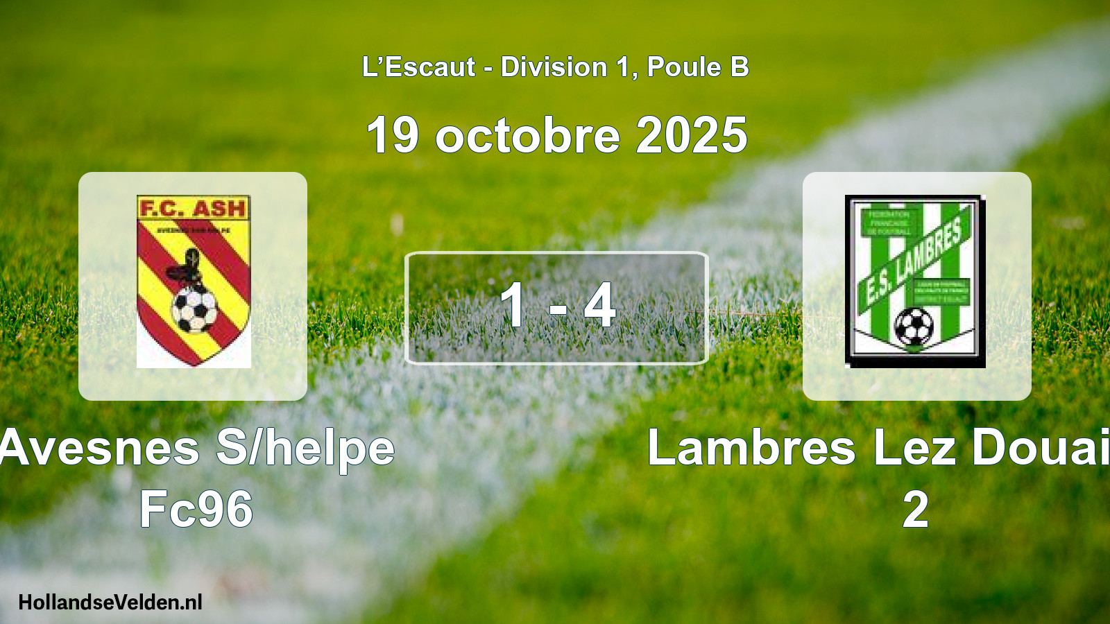 Match joué: Avesnes S/helpe Fc96 - Lambres Lez Douai Es 2 1 - 4 (19 octobre 2025)