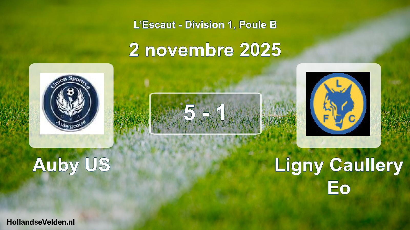 Match joué: Auby US - Ligny Caullery Eo 5 - 1 (2 novembre 2025)