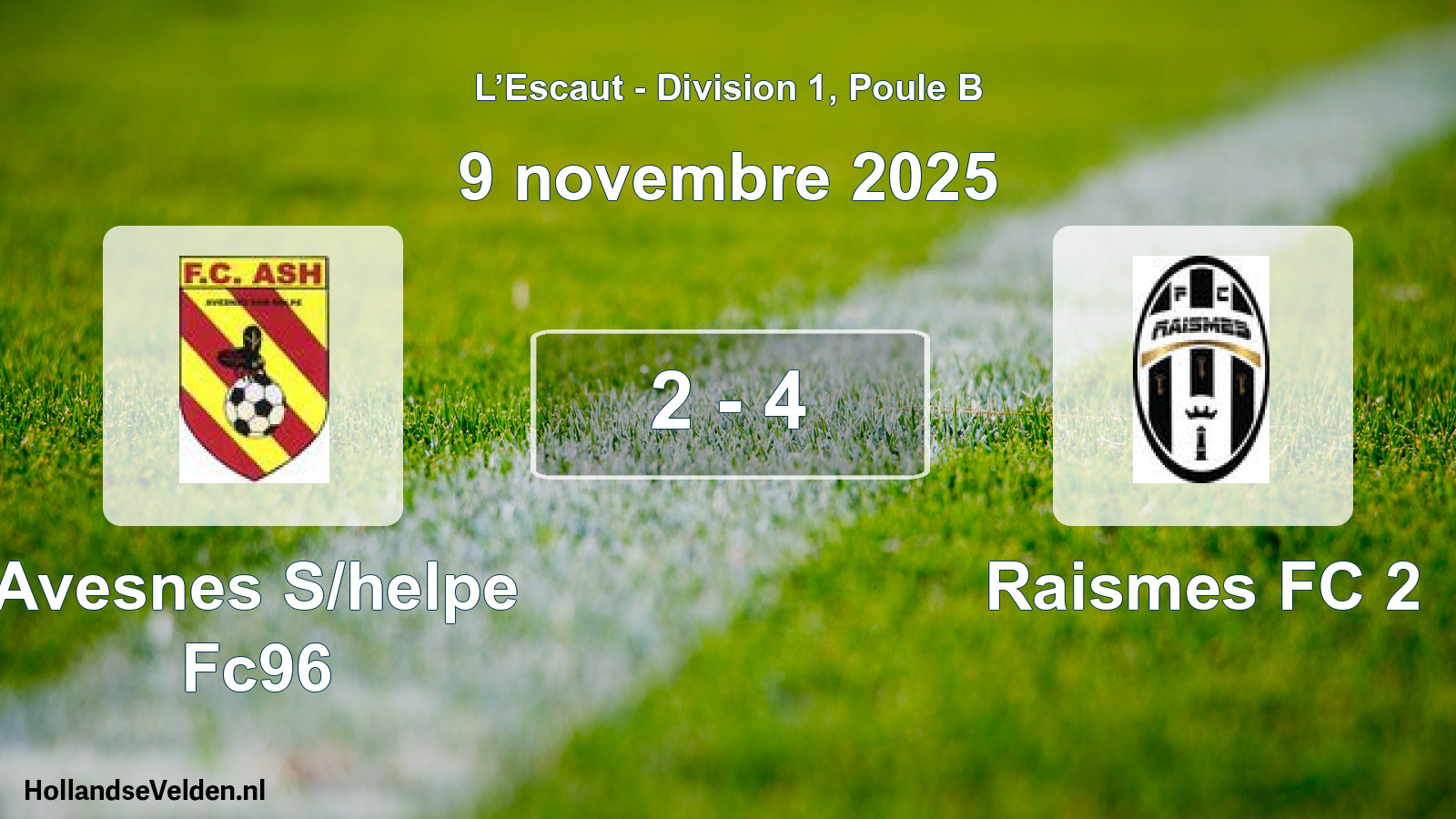 Match joué: Avesnes S/helpe Fc96 - Raismes FC 2 2 - 4 (9 novembre 2025)