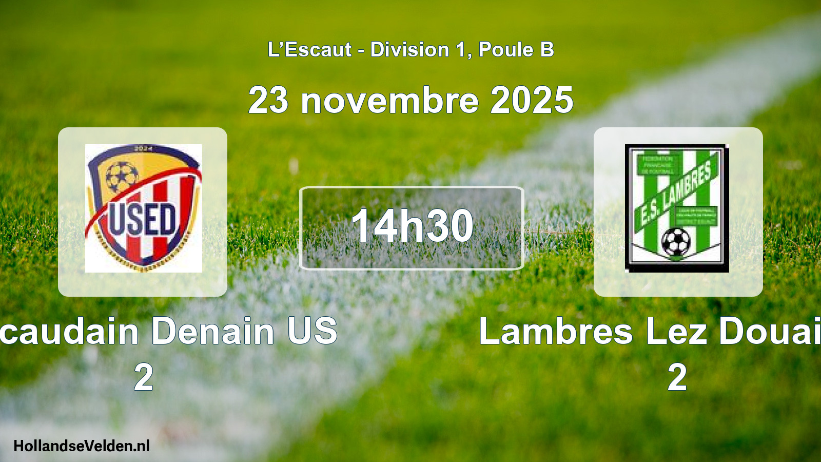 Match programmé: Escaudain Denain US 2 - Lambres Lez Douai Es 2 (23 novembre 2025)