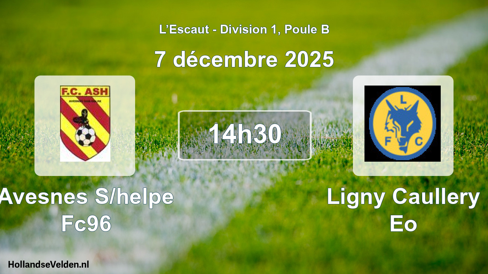 Match programmé: Avesnes S/helpe Fc96 - Ligny Caullery Eo (7 décembre 2025)