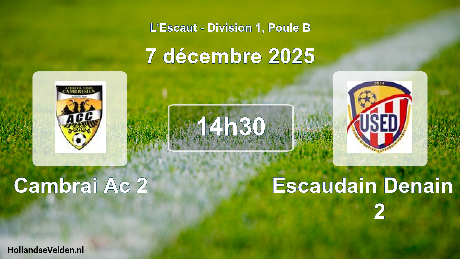 Match programmé: Cambrai Ac 2 - Escaudain Denain US 2 (7 décembre 2025)