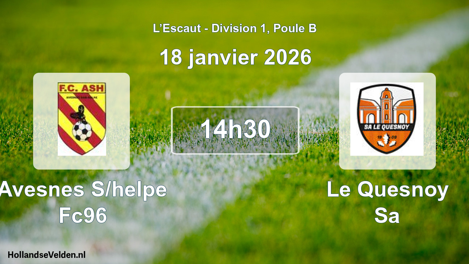 Match programmé: Avesnes S/helpe Fc96 - Le Quesnoy Sa (18 janvier 2026)
