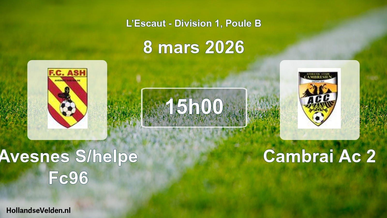 Match programmé: Avesnes S/helpe Fc96 - Cambrai Ac 2 (8 mars 2026)