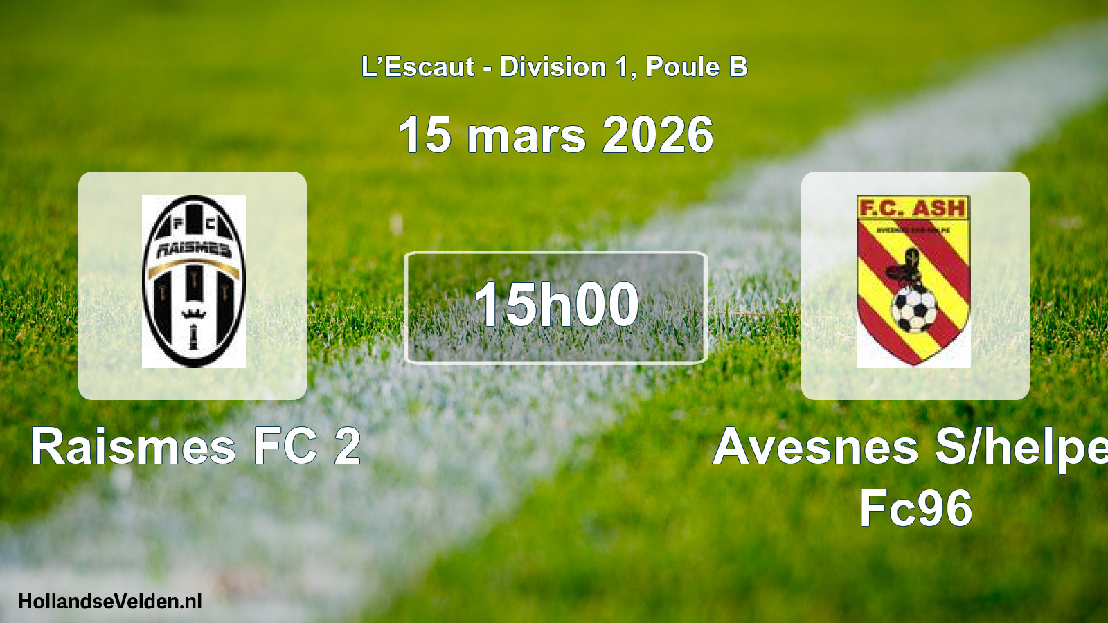 Match programmé: Raismes FC 2 - Avesnes S/helpe Fc96 (15 mars 2026)