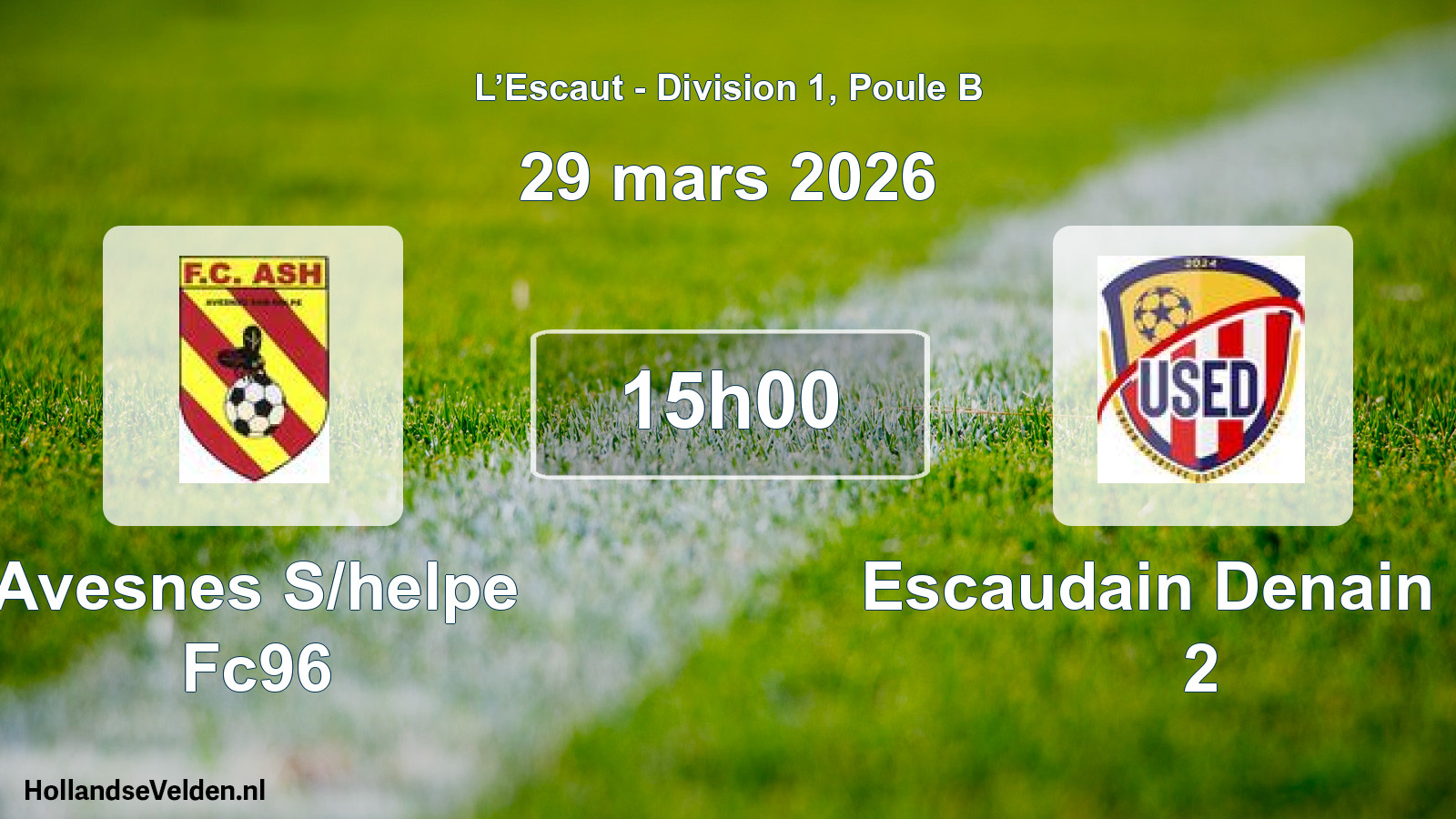 Match programmé: Avesnes S/helpe Fc96 - Escaudain Denain US 2 (29 mars 2026)