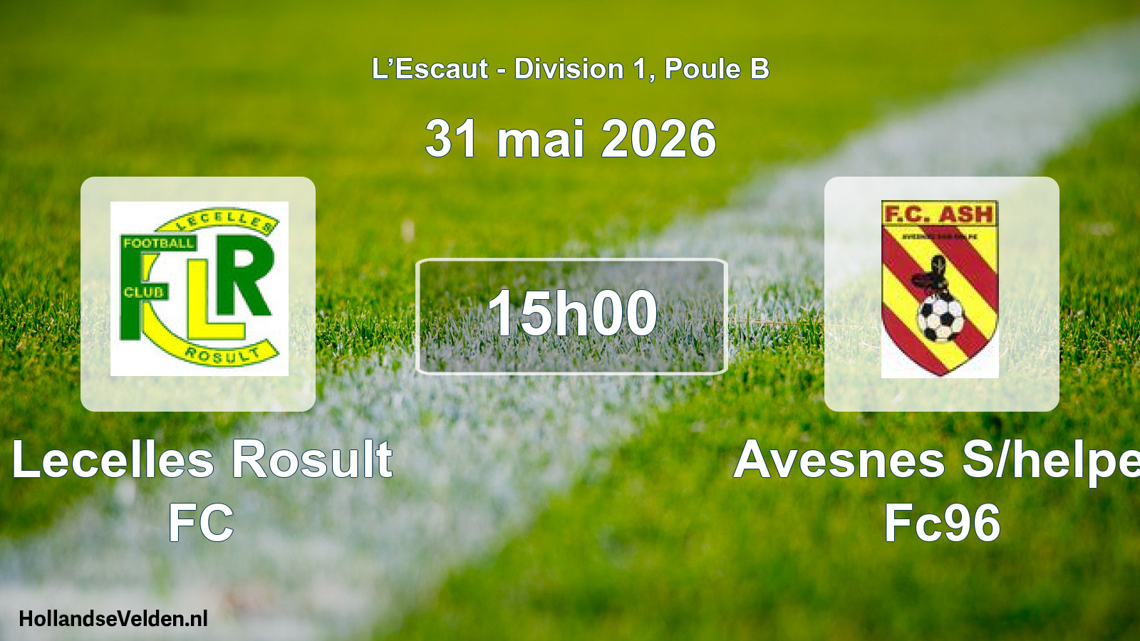 Match programmé: Lecelles Rosult FC - Avesnes S/helpe Fc96 (31 mai 2026)