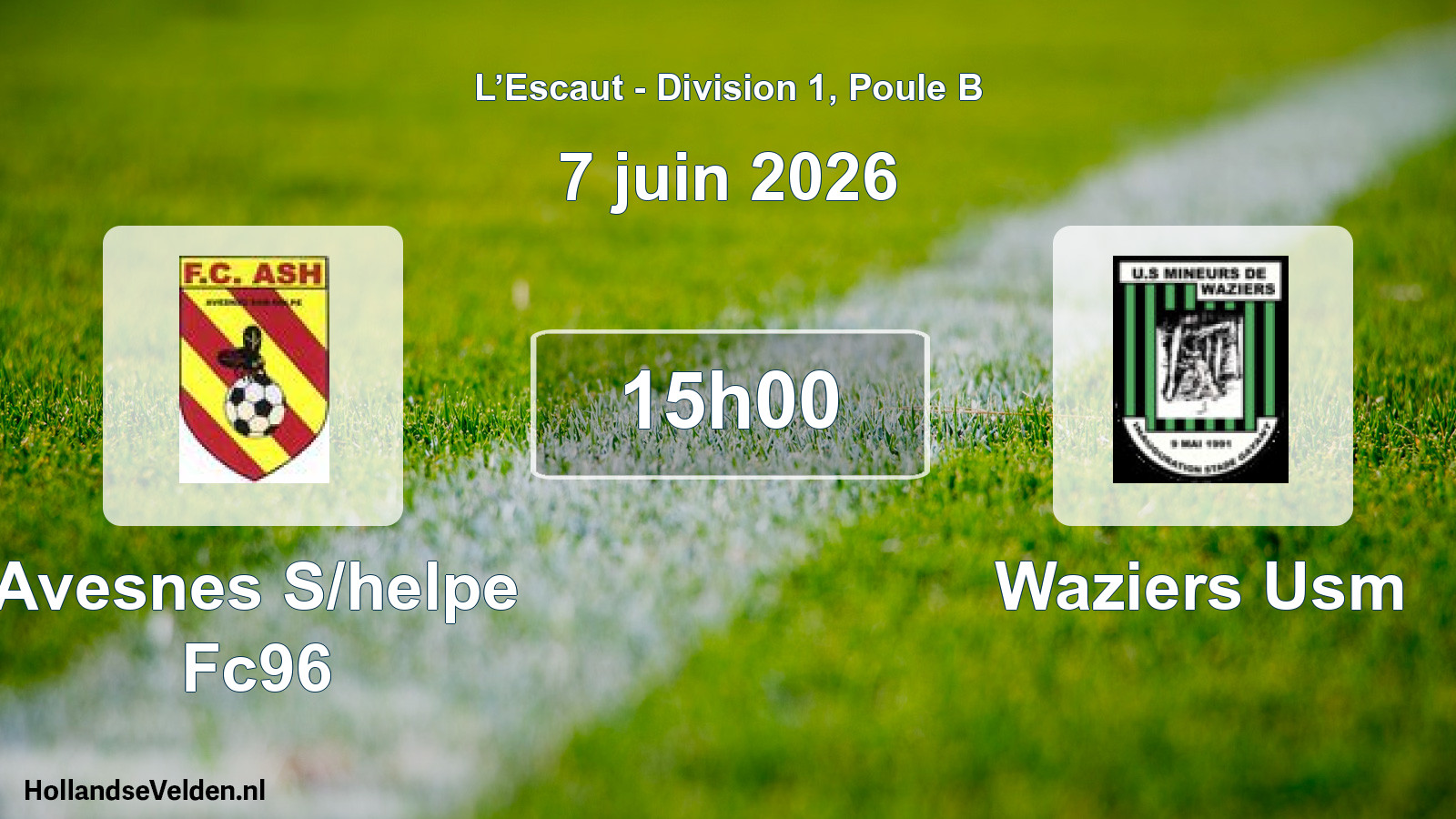 Match programmé: Avesnes S/helpe Fc96 - Waziers Usm (7 juin 2026)