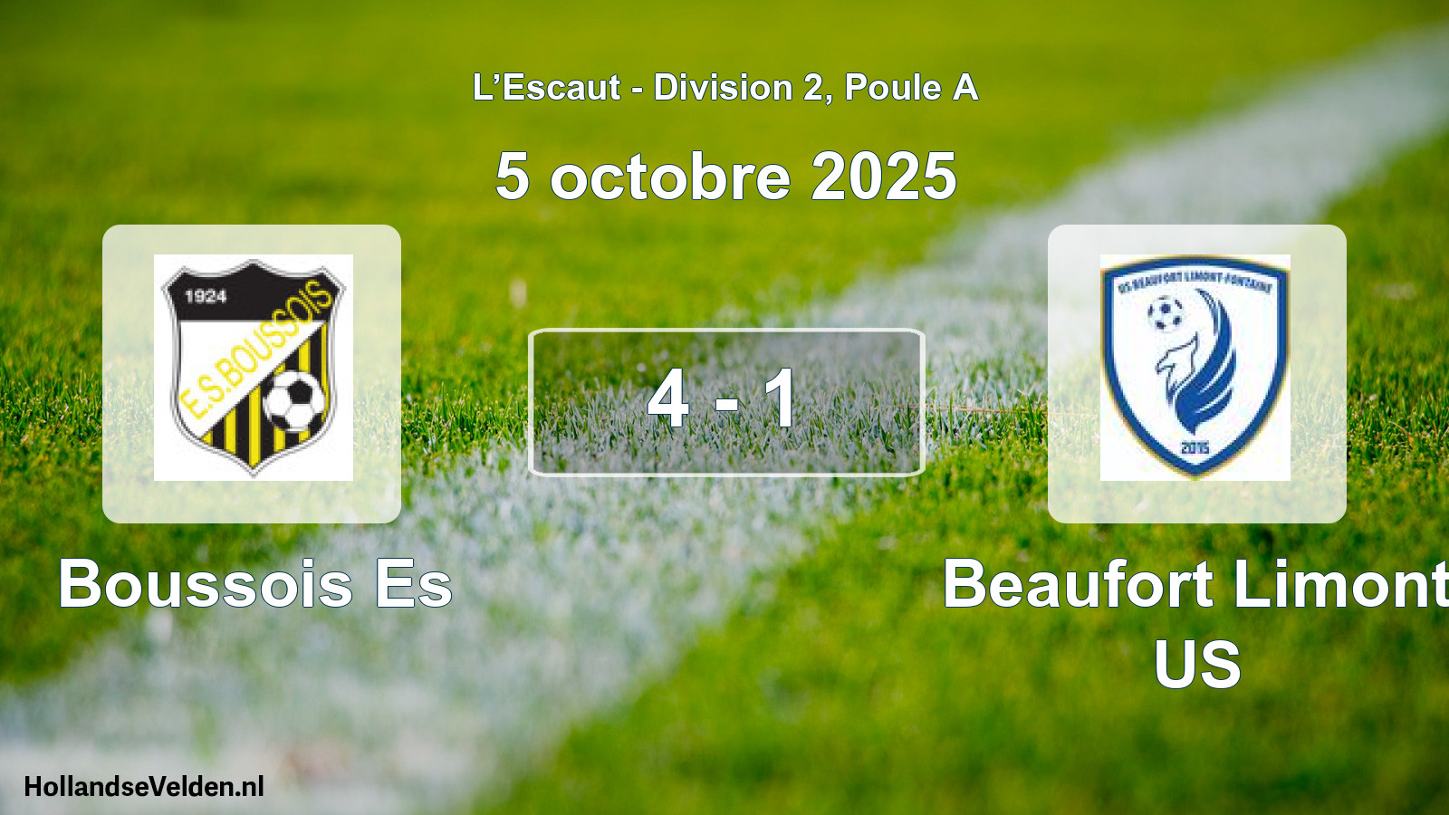 Total number of matches played: Boussois Es - Beaufort Limont US 4 - 1 (5 October 2025)