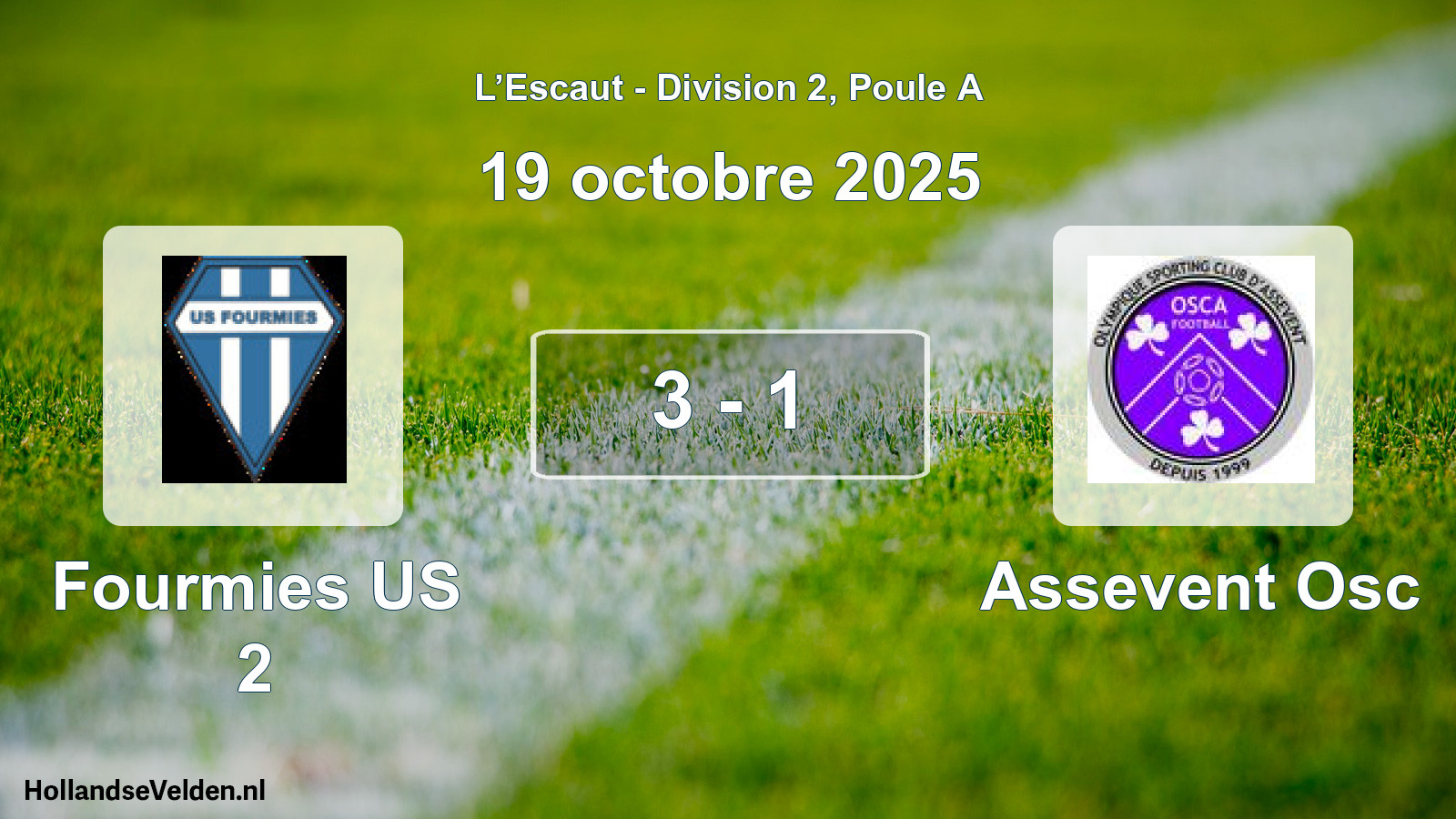 Gespeelde wedstrijd: Fourmies US 2 - Assevent Osc 3 - 1 (19 oktober 2025)