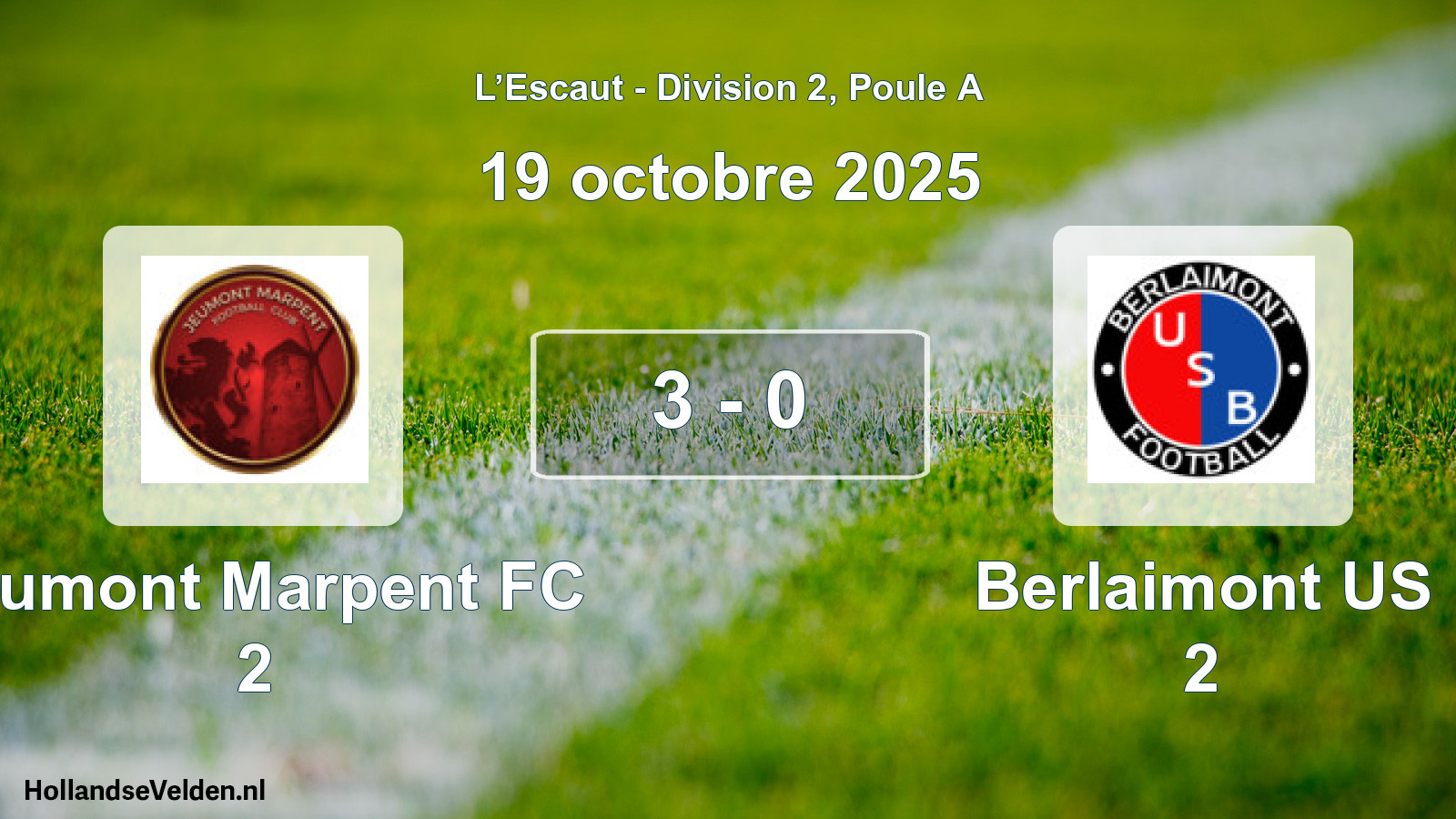 Match joué: Jeumont Marpent FC 2 - Berlaimont US 2 3 - 0 (19 octobre 2025)