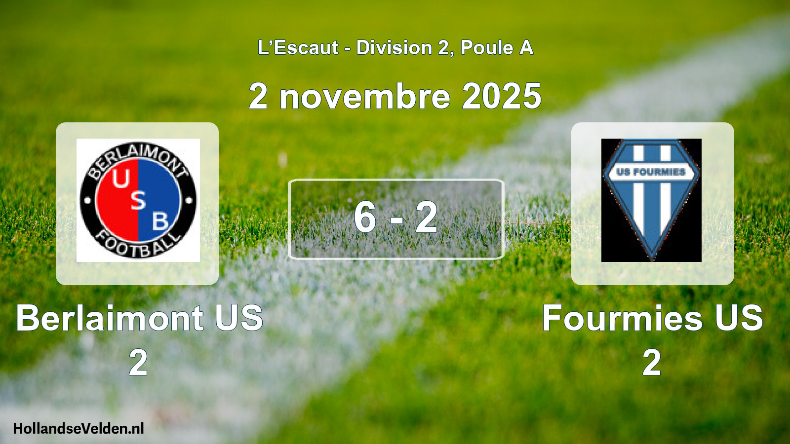 Match joué: Berlaimont US 2 - Fourmies US 2 6 - 2 (2 novembre 2025)