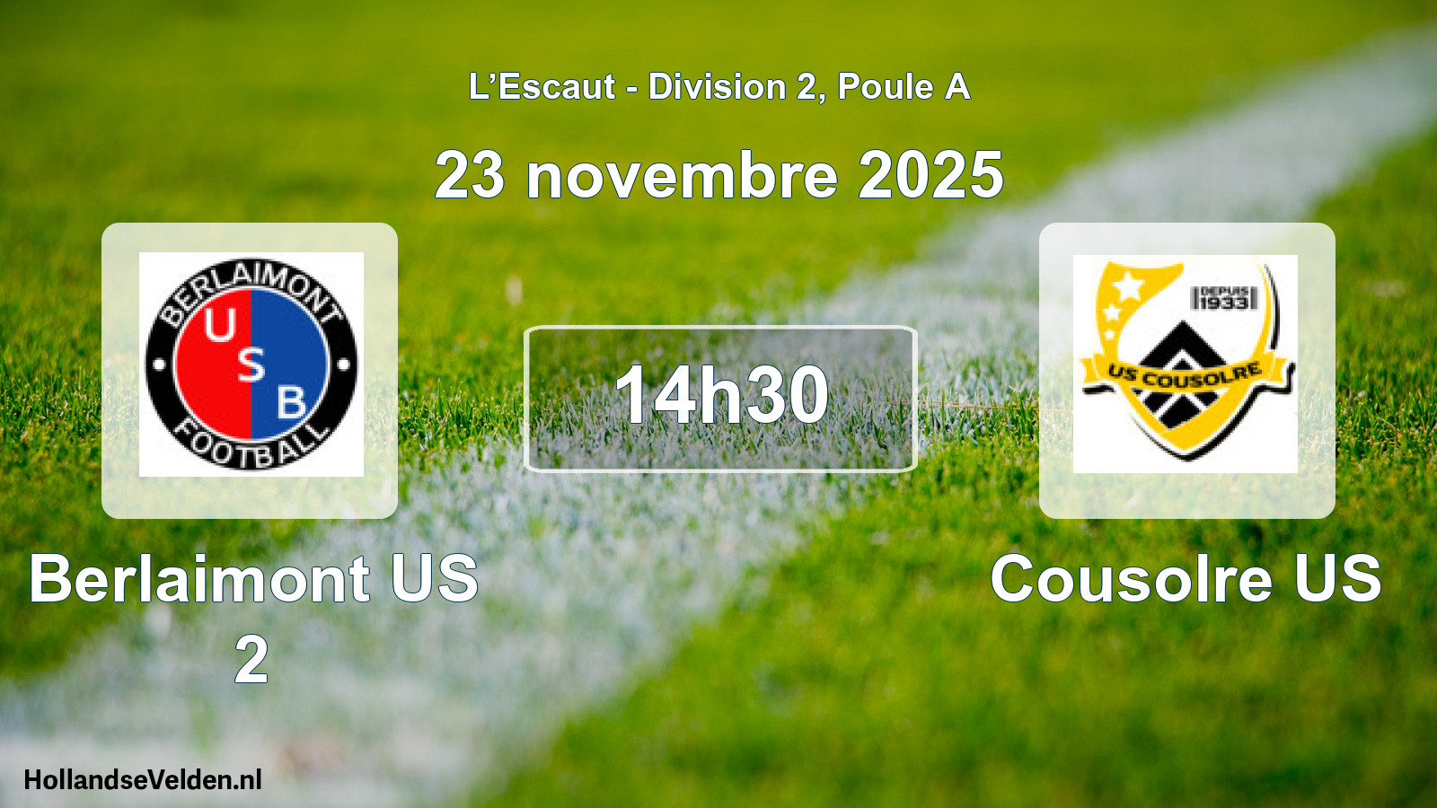 Match programmé: Berlaimont US 2 - Cousolre US (23 novembre 2025)
