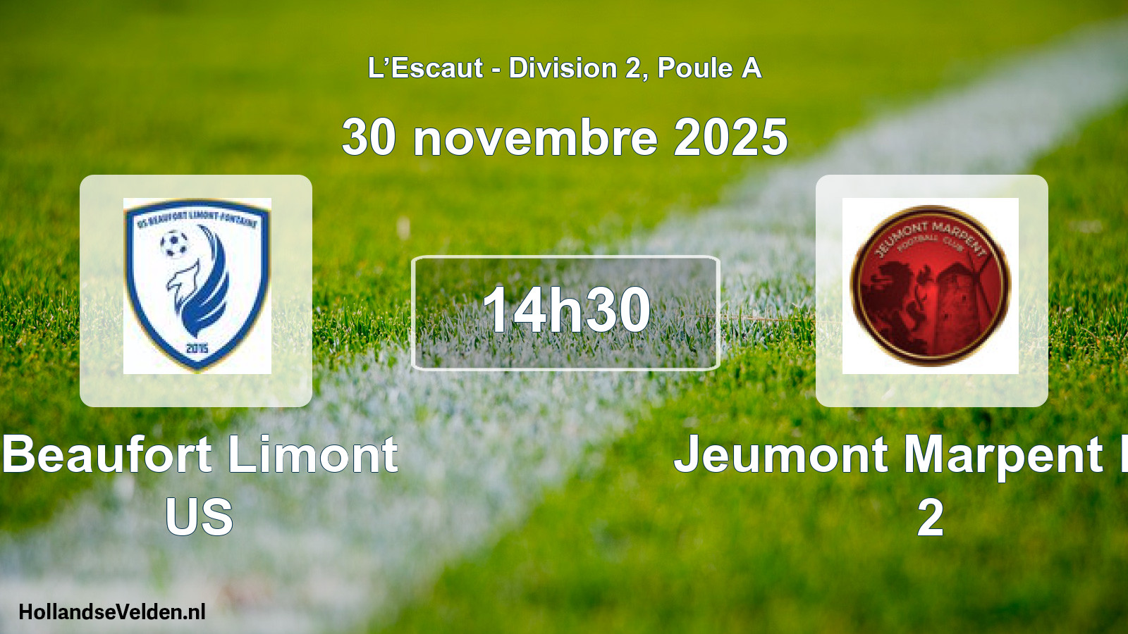 Match programmé: Beaufort Limont US - Jeumont Marpent FC 2 (30 novembre 2025)