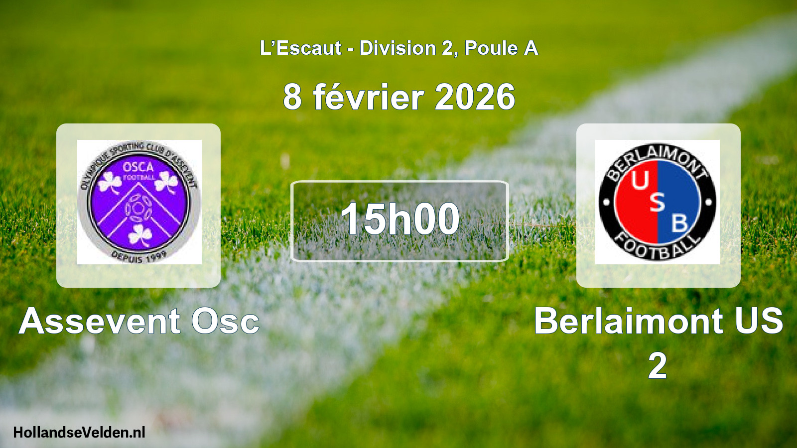 Match programmé: Assevent Osc - Berlaimont US 2 (8 février 2026)