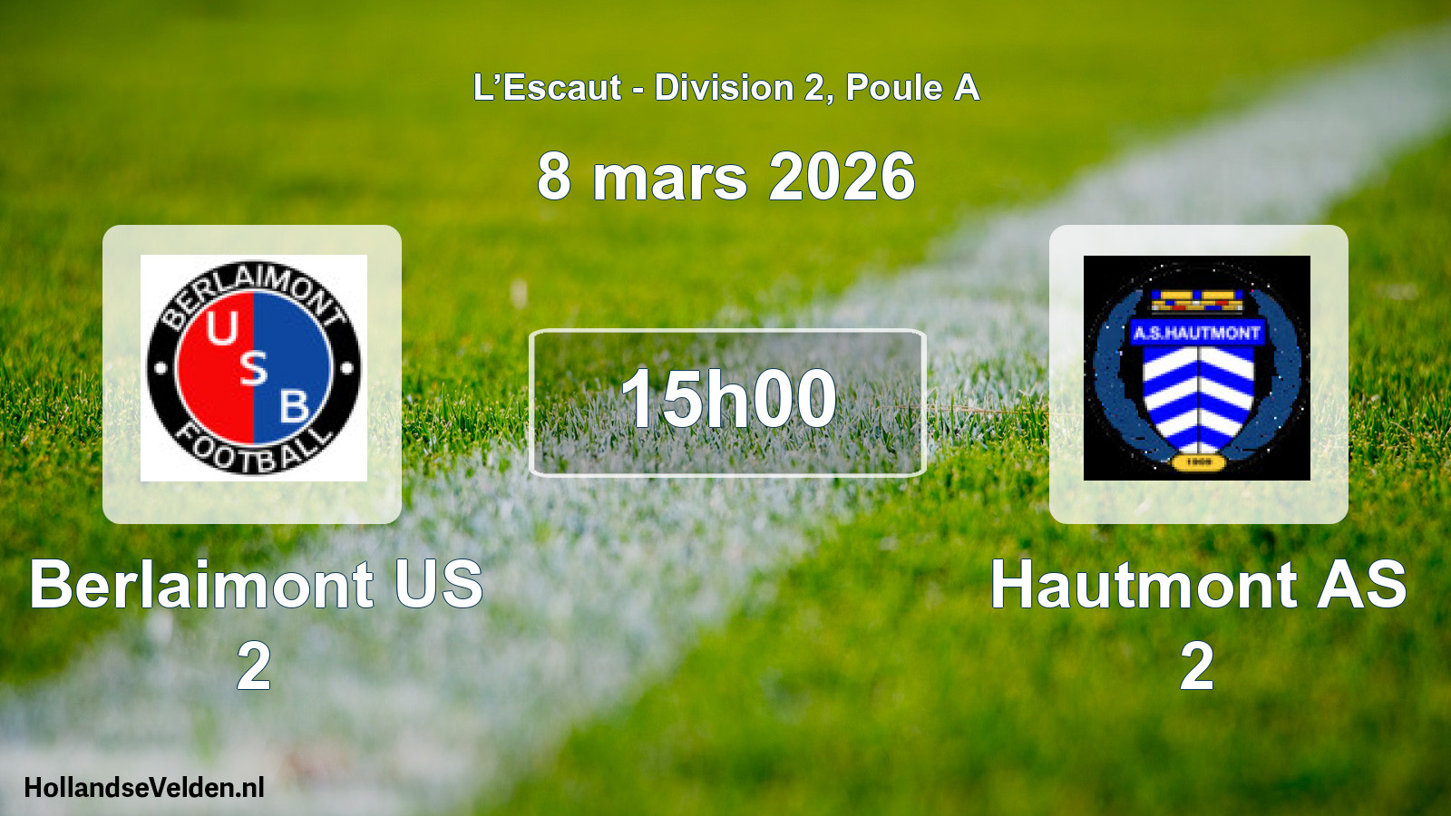 Match programmé: Berlaimont US 2 - Hautmont AS 2 (8 mars 2026)