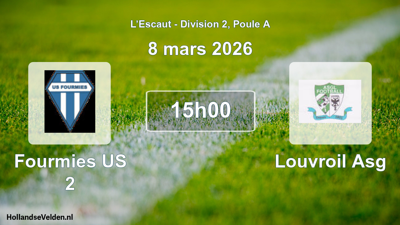 Match programmé: Fourmies US 2 - Louvroil Asg (8 mars 2026)