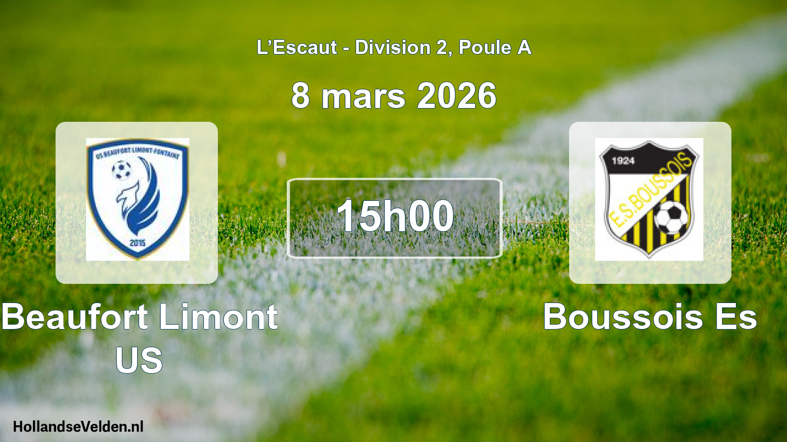 Match programmé: Beaufort Limont US - Boussois Es (8 mars 2026)