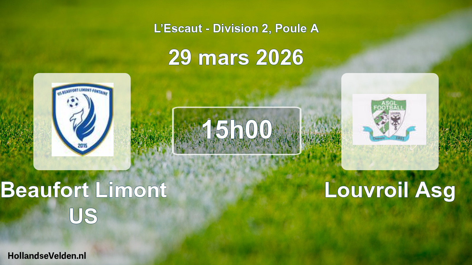 Match programmé: Beaufort Limont US - Louvroil Asg (29 mars 2026)