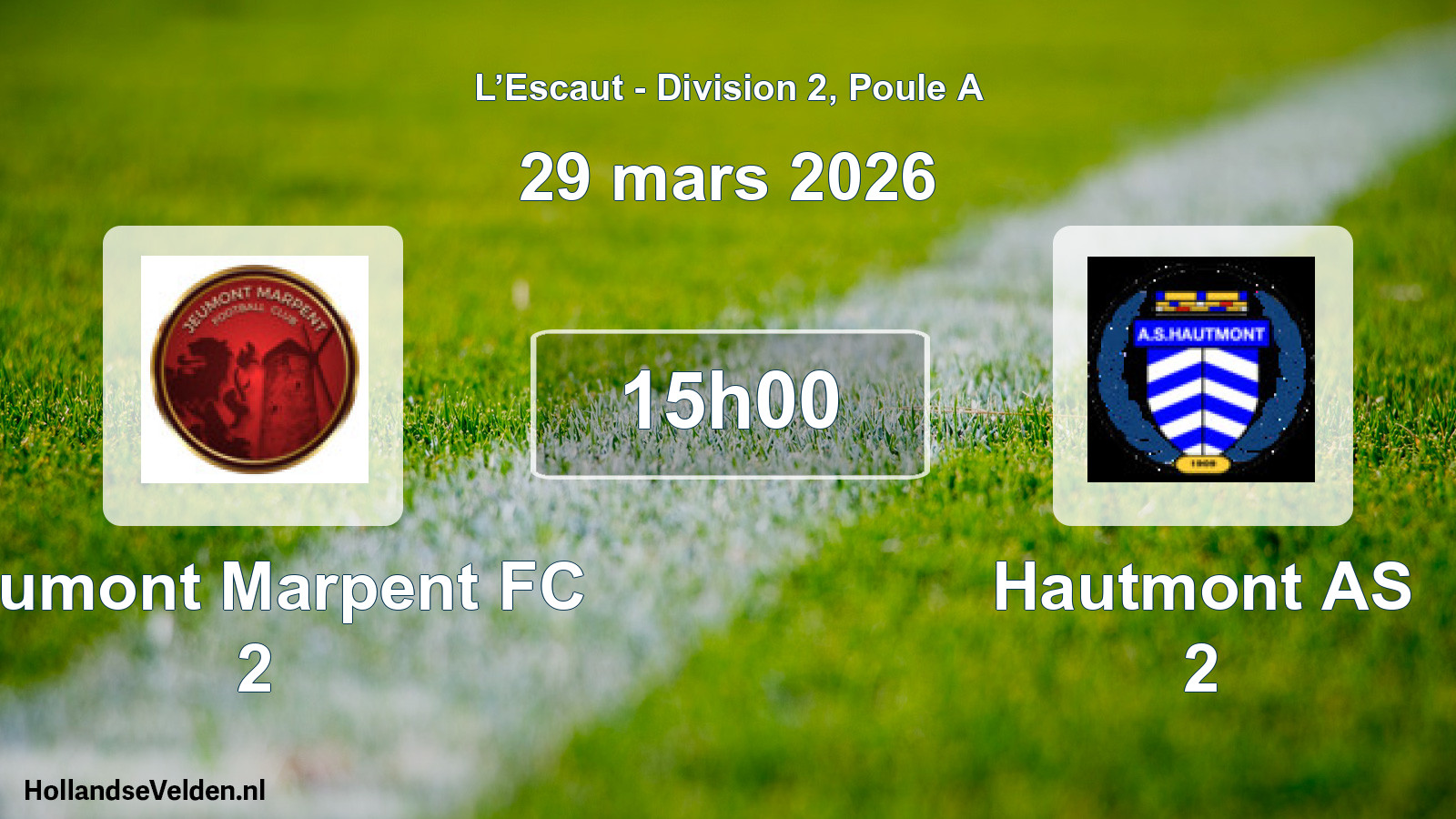 Match programmé: Jeumont Marpent FC 2 - Hautmont AS 2 (29 mars 2026)