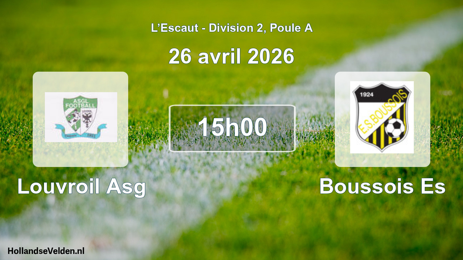Match programmé: Louvroil Asg - Boussois Es (26 avril 2026)