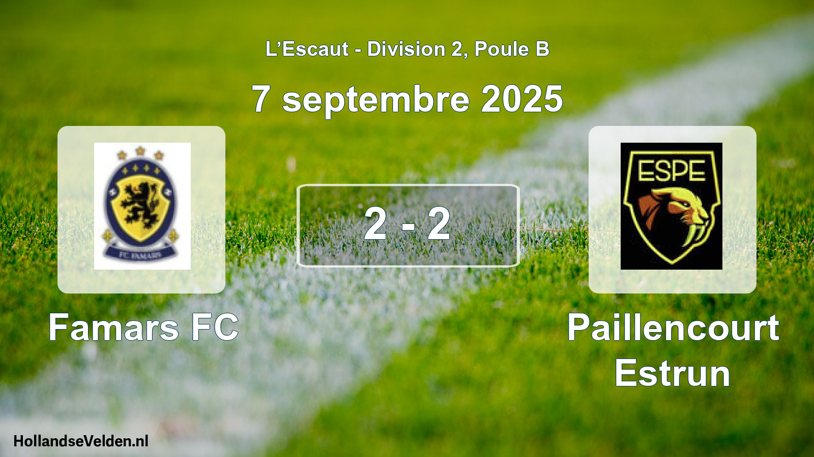 Gespeelde wedstrijd: Famars FC - Paillencourt Estrun 2 - 2 (7 september 2025)