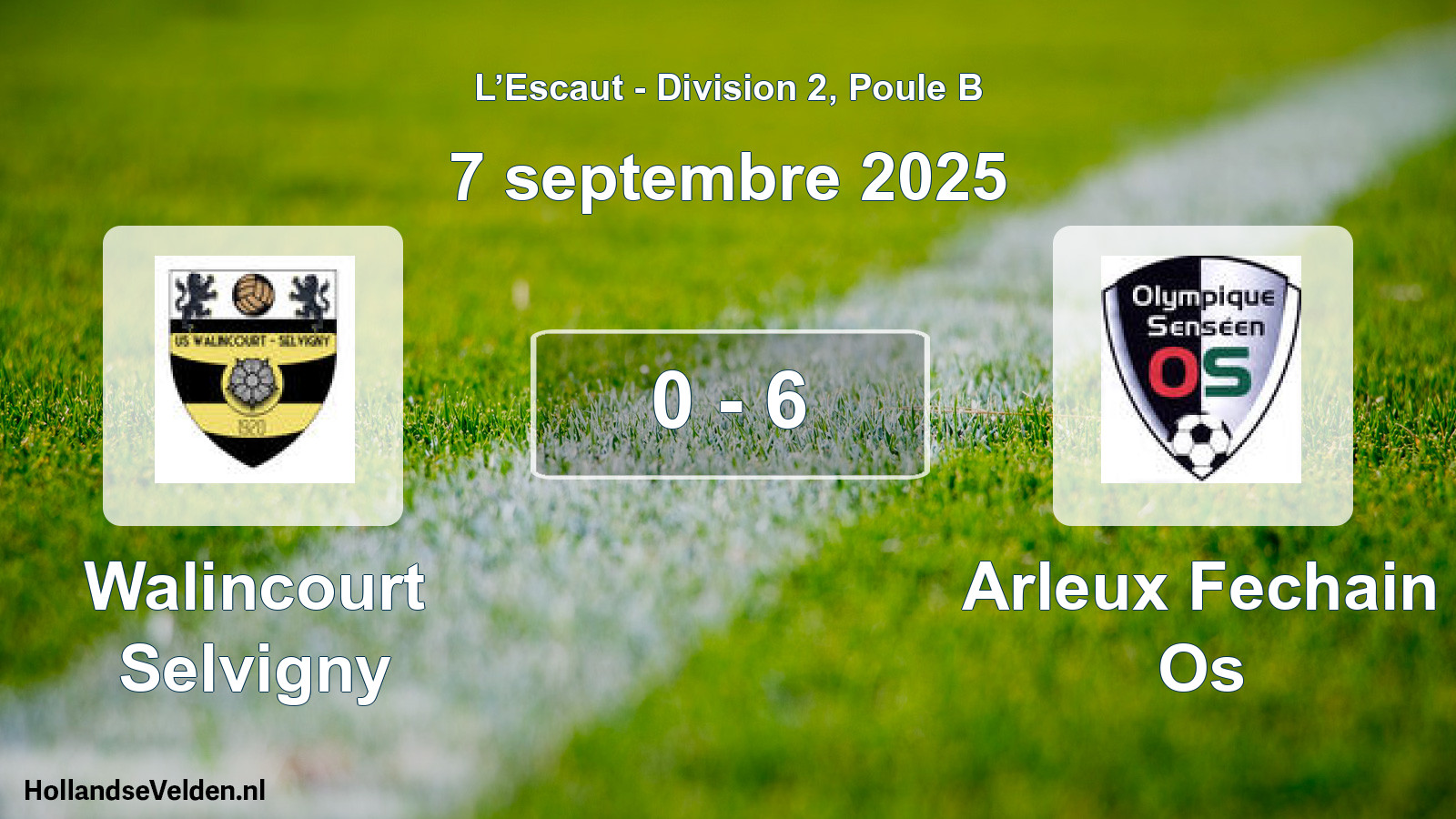 Match joué: Walincourt Selvigny - Arleux Fechain Os 0 - 6 (7 septembre 2025)