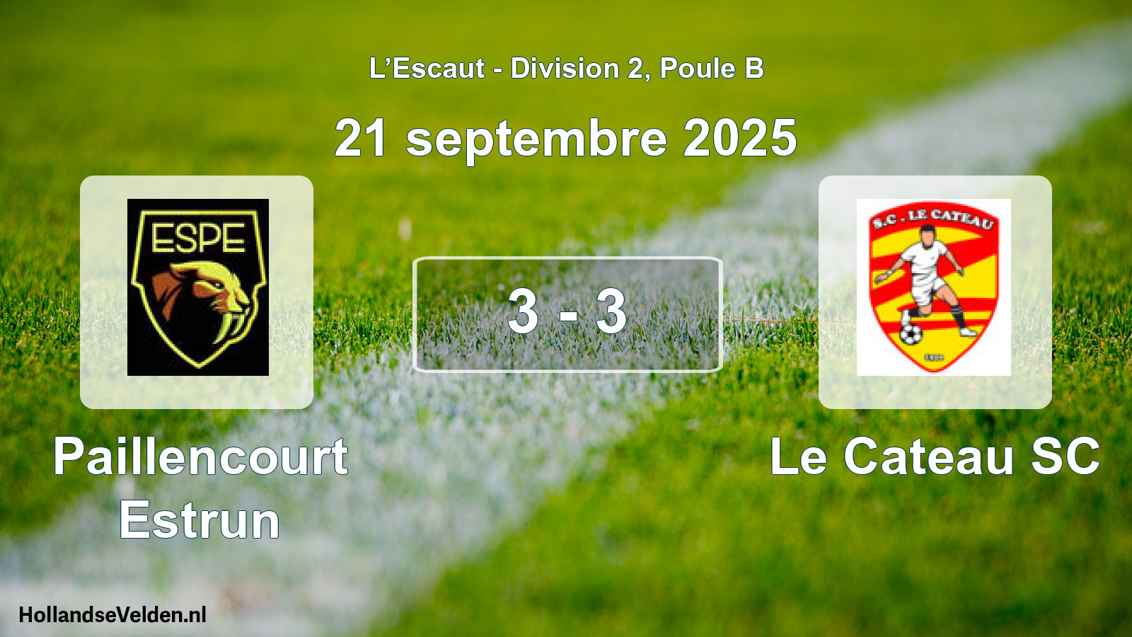 Match joué: Paillencourt Estrun - Le Cateau SC 3 - 3 (21 septembre 2025)