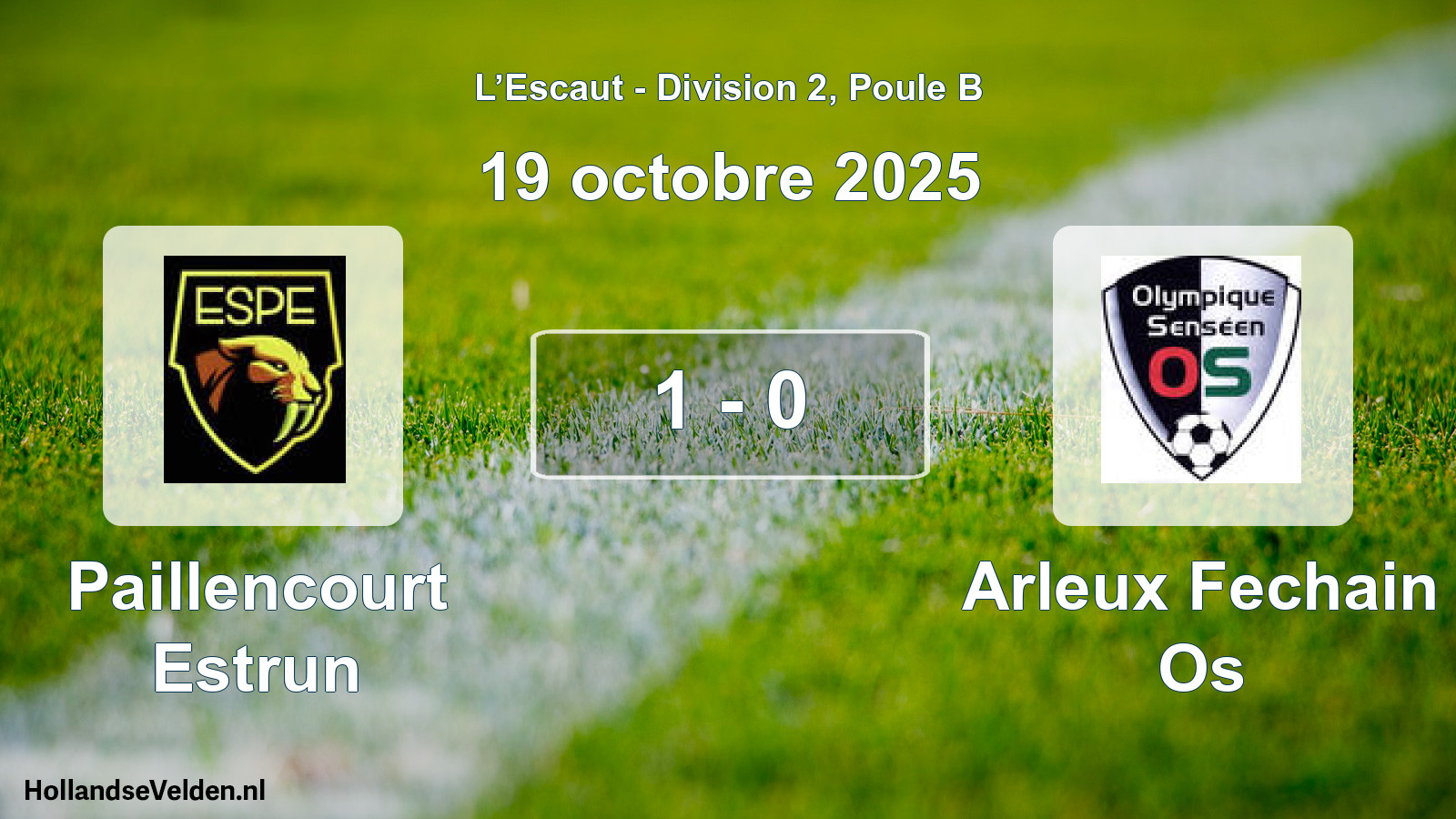Match joué: Paillencourt Estrun - Arleux Fechain Os 1 - 0 (19 octobre 2025)