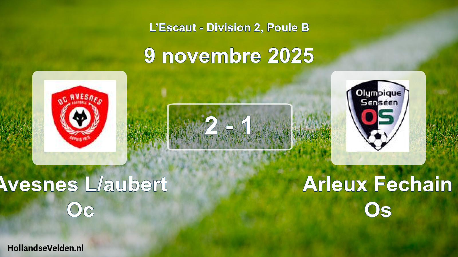 Match joué: Avesnes L/aubert Oc - Arleux Fechain Os 2 - 1 (9 novembre 2025)