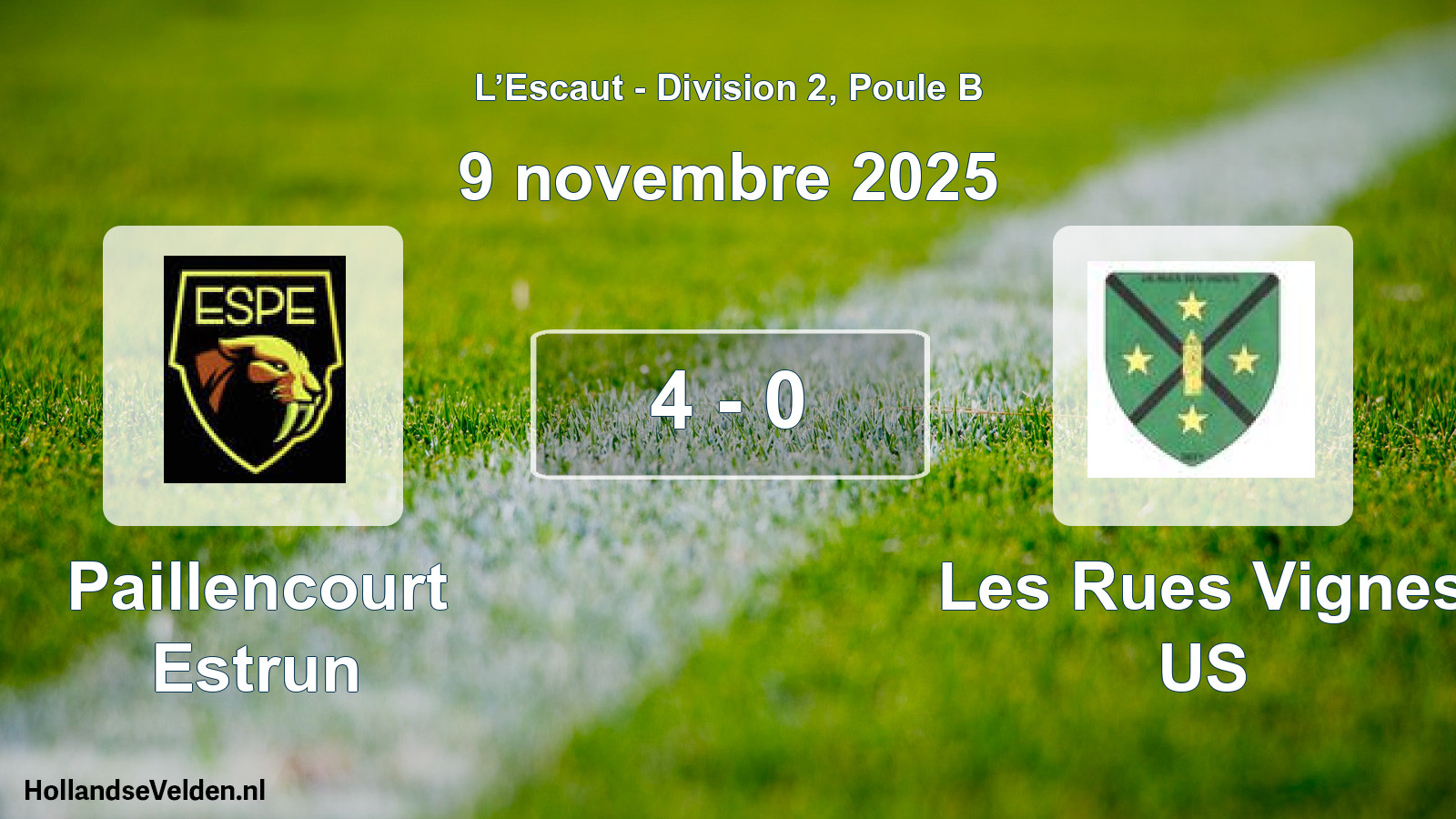 Match joué: Paillencourt Estrun - Les Rues Vignes US 4 - 0 (9 novembre 2025)