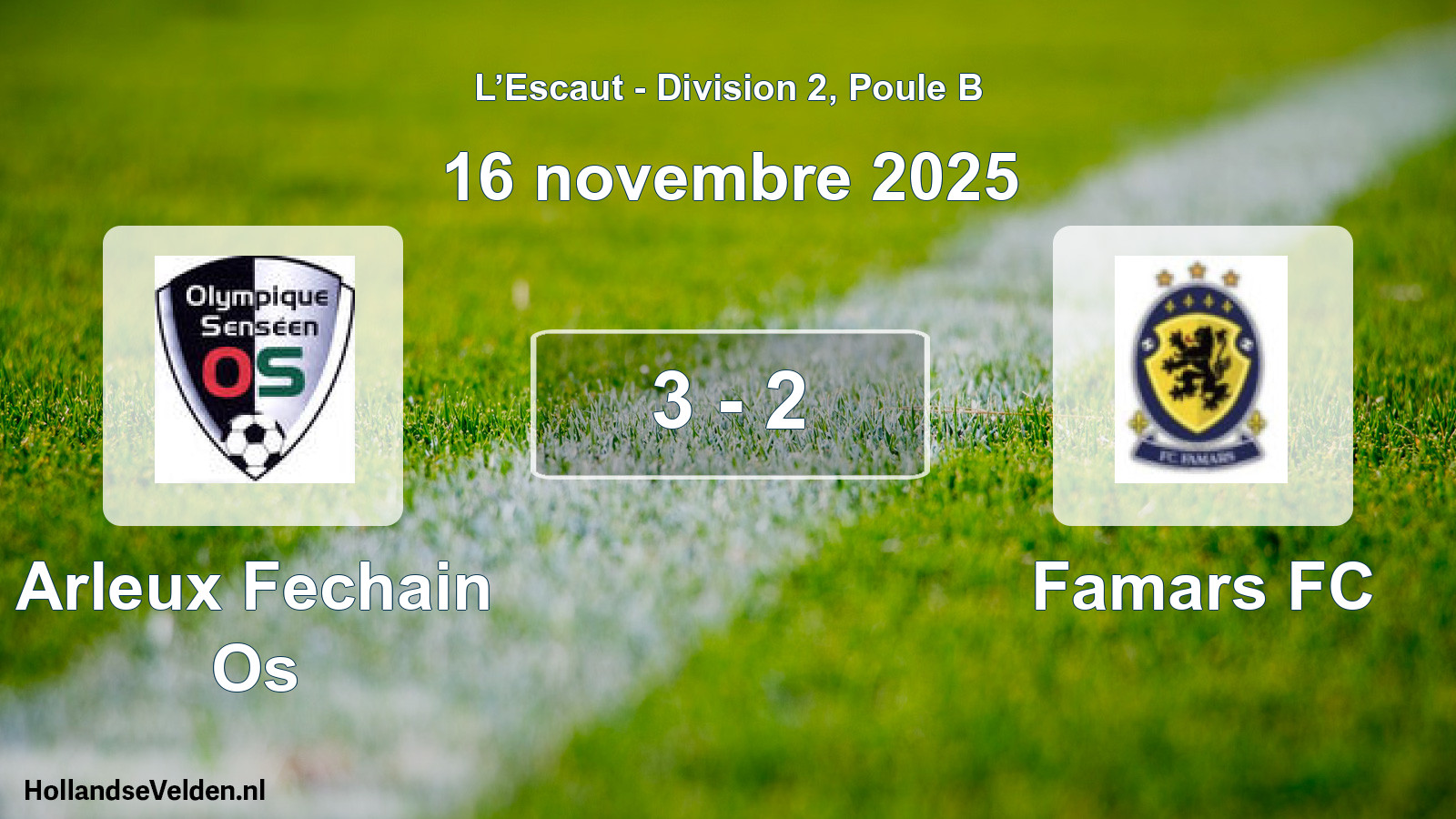 Match joué: Arleux Fechain Os - Famars FC 3 - 2 (16 novembre 2025)