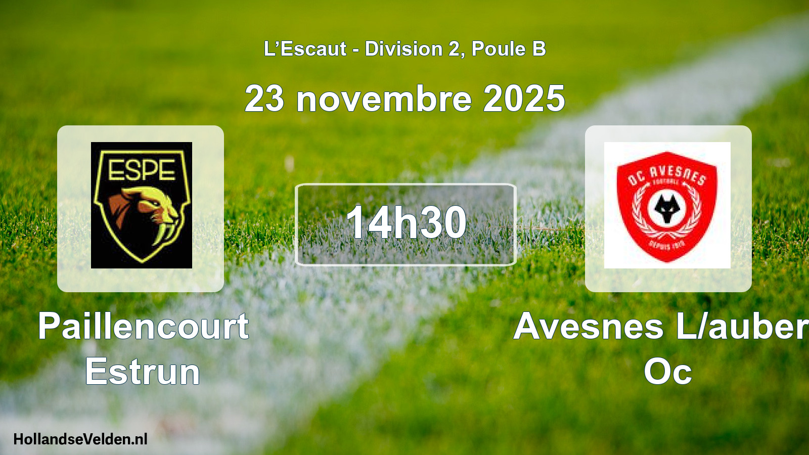 Match programmé: Paillencourt Estrun - Avesnes L/aubert Oc (23 novembre 2025)
